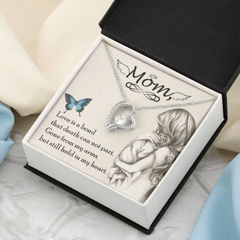 Remembrance Necklace Mom Love Is A Bond That Death Can Not Part Gift To Remember Mom Angel Wings 1 Forever Love Necklace