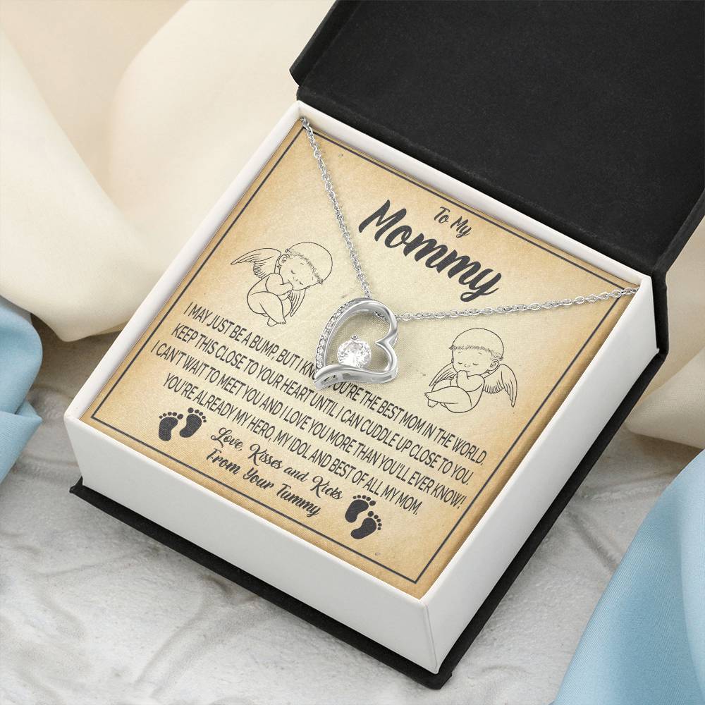 New Mommy Baby Shower Gift Pregnancy Gift Baby Bump Gift From Tummy To My Mommy After Birth Gifts Forever Love Necklace