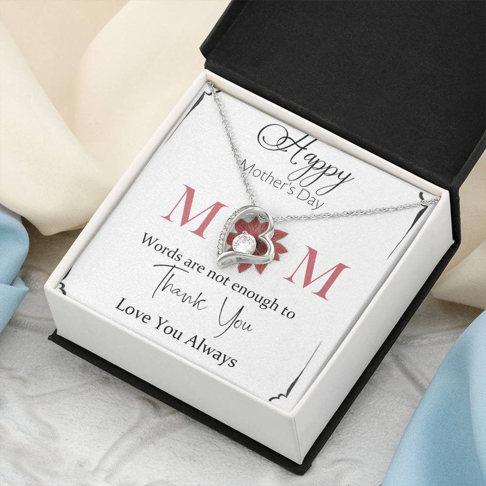 Happy Mother's Day Mom Thank You 925 Sterling Silver Pendant 1 Forever Love Necklace