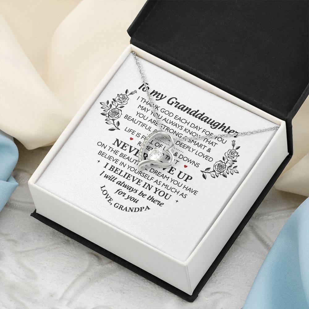 To My Granddaughter - I Will Always Be There For You Grandpa - Granddaughter Necklace Granddaughter Forever Love Necklace