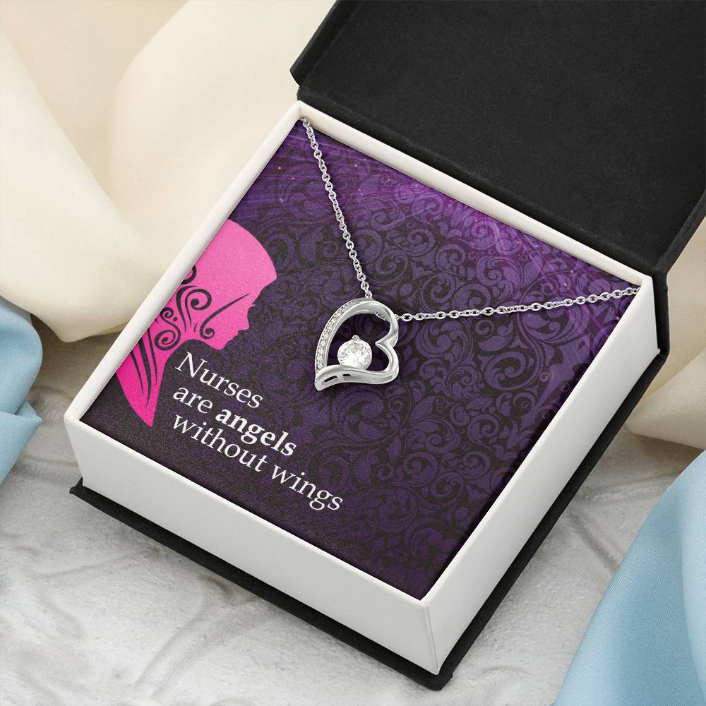Nurse Appreciation Gift Necklace Nurse Graduation Nurse Week Jewelry Practitioner Retirement Wing Rn Necklace Nurses Are Angels Without Wings Pendent Forever Love Necklace