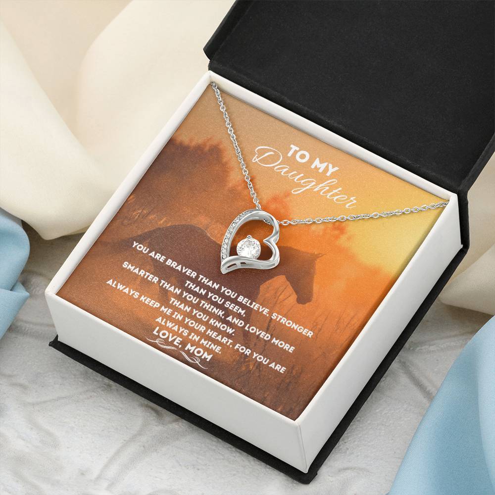 Mom To Daughter Gift You Are Braver Than You Believe To My Daughter Horse Lover Gift Horse Necklace Horse Jewelry For Girl Forever Love Necklace