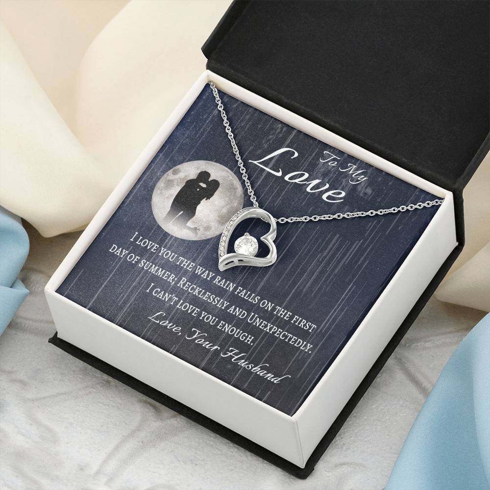 To My Wife Message Card Necklace To My Love From Husband Anniversary Gift Necklace For Wife Birthday Gifts For Wife Forever Love Necklace