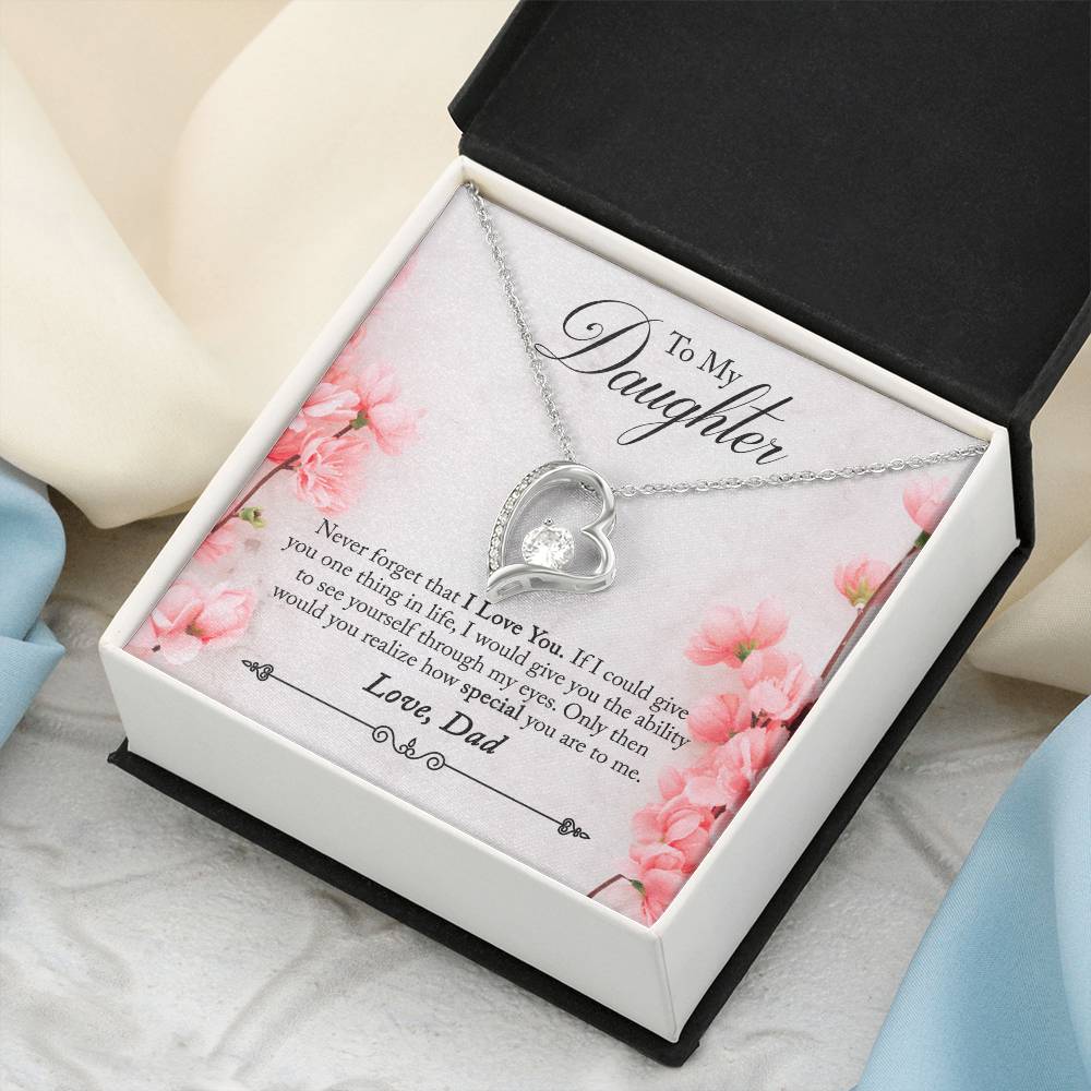 To My Daughter Never Forget That I Love You Gift Heart Necklace Forever Love Necklace