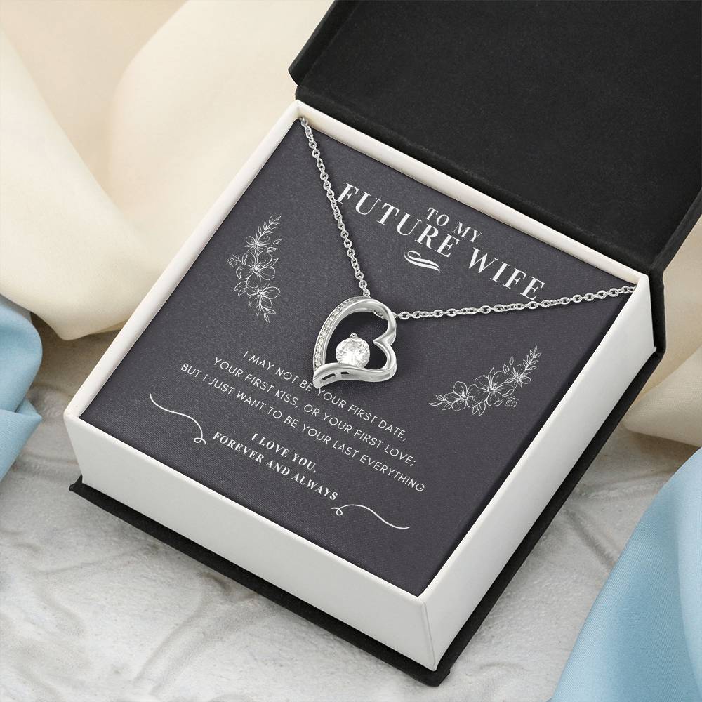 To My Future Wife Heart Necklace Message Card Gift Box Forever Love Necklace