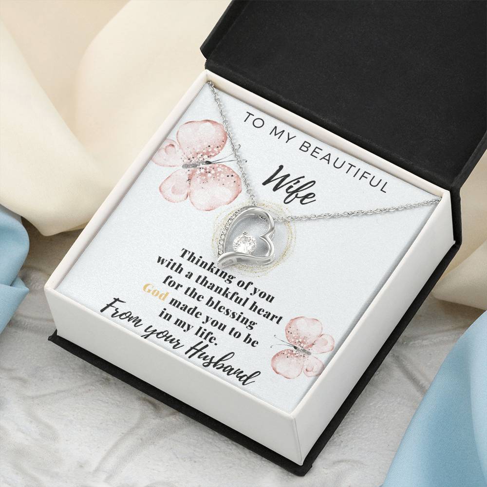 Gift For Wife From Husband - To My Beautiful Wife - Love From Your Husband - To My Beautiful Wife Necklace Forever Love Necklace