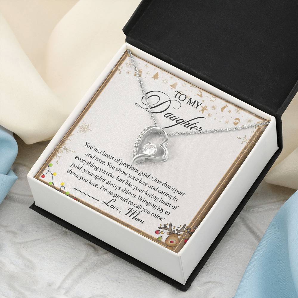 To My Daughter Forever Love Necklace - Daughter Mother's Day Gift - To My Daughter Necklace From Mom Dad Forever Love Necklace