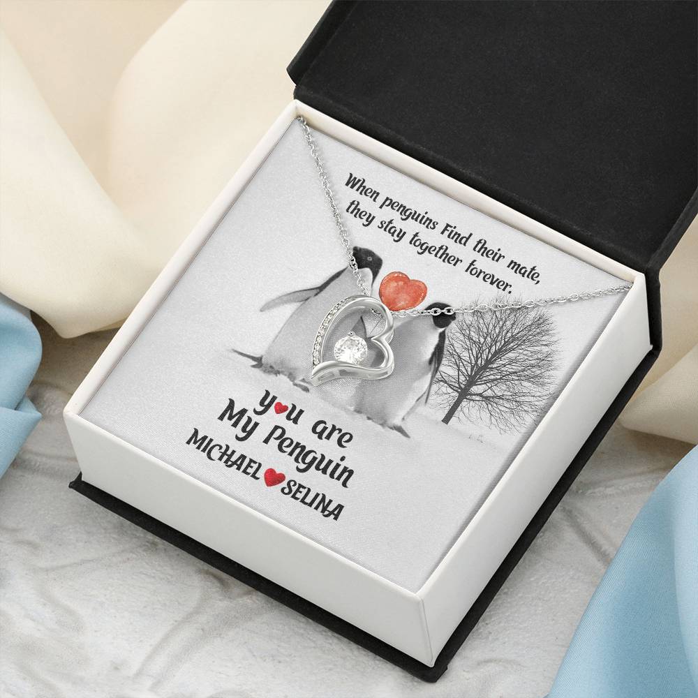 Girlfriend Necklace Adorable Necklace Couple Necklace Penguin Necklace You Are My Penguin You're My Penguin Wife Gift Penguin Jewelry Forever Love Necklace