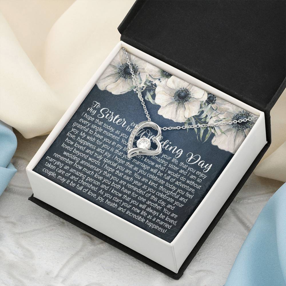 Sister Wedding Day Forever Love Necklace Gift To Bride From Sister Necklace Sister To Bride Gift Bride Jewelry Cute Gift From Sister Forever Love Necklace