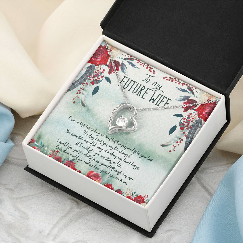 To My Future Wife Heart Necklace With Customize Romantic Message Card Forever Love Necklace