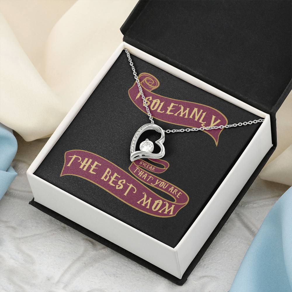 I Solemnly Sweat That You Are The Best Mom Heart Necklace Black 1 Forever Love Necklace