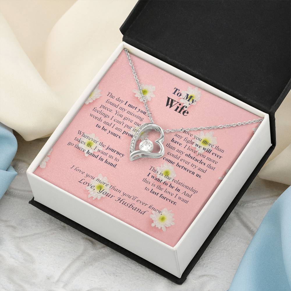 To M Y Wife - Forever Necklace - Love Your Husband - Pink Daisy Forever Love Necklace
