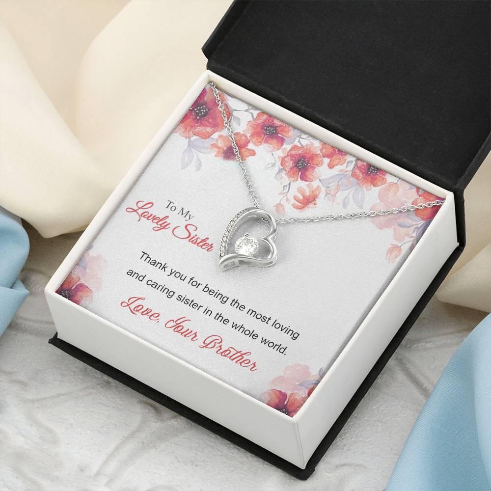 To My Lovely Sister - 92.5 Sterling Silver Pendant Forever Love Necklace