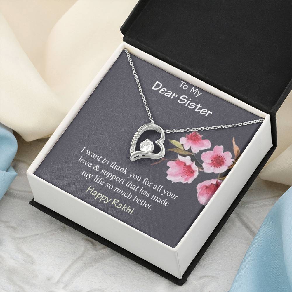 To My Dear Sister Happy Rakhi 925 Sterling Silver Pendant 1 Forever Love Necklace