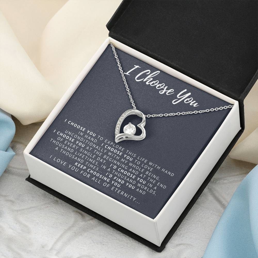 I Choose You 14k White Gold Forever Love Necklace