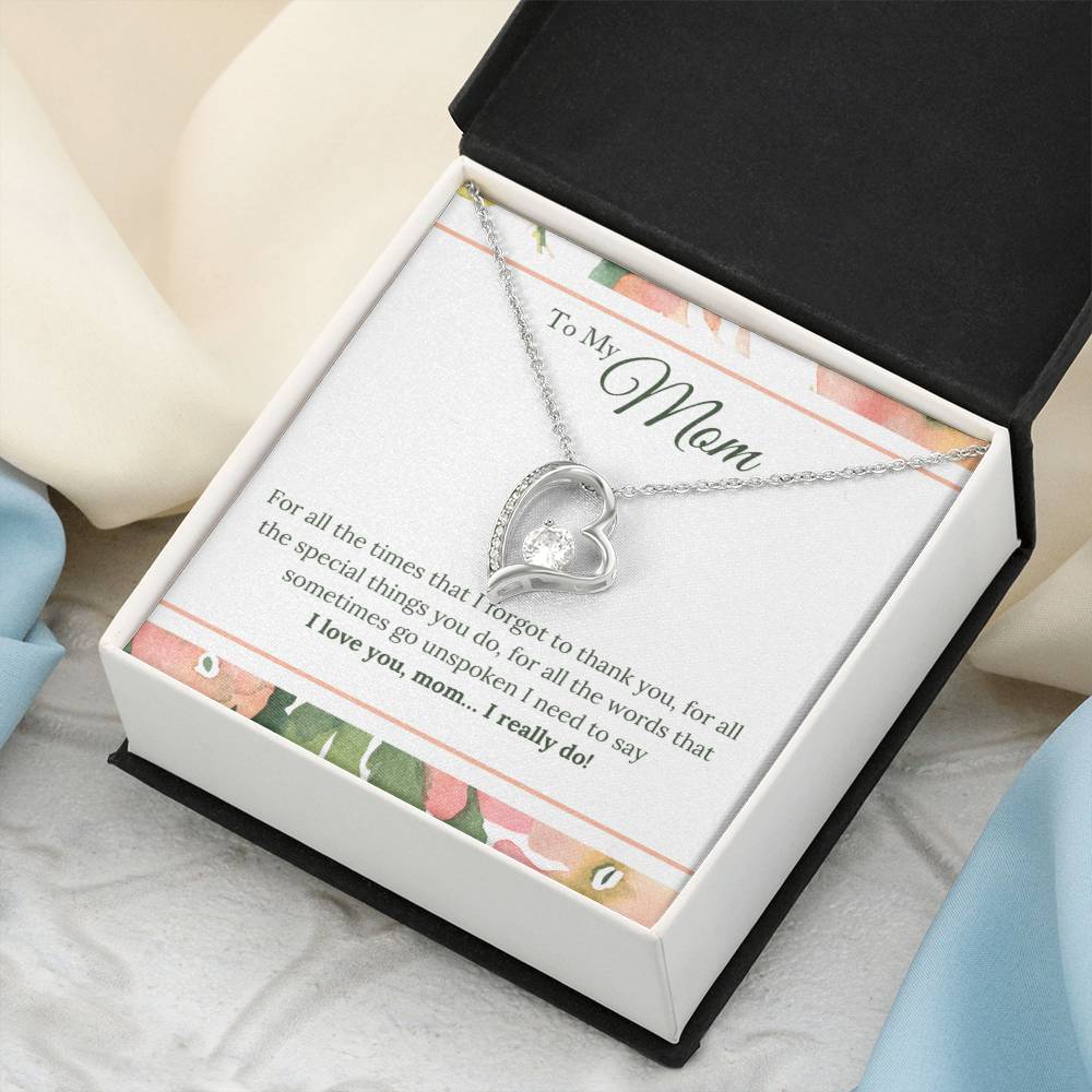To My Mom Message Card Design And Necklace Forever Love Necklace