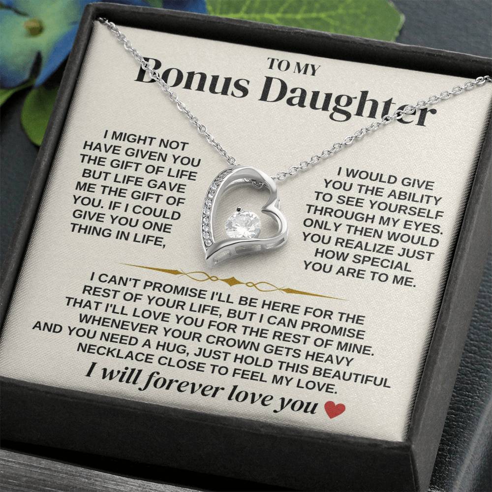To My Bonus Daughter - Necklace Gift Set - Ss312 Forever Love Necklace