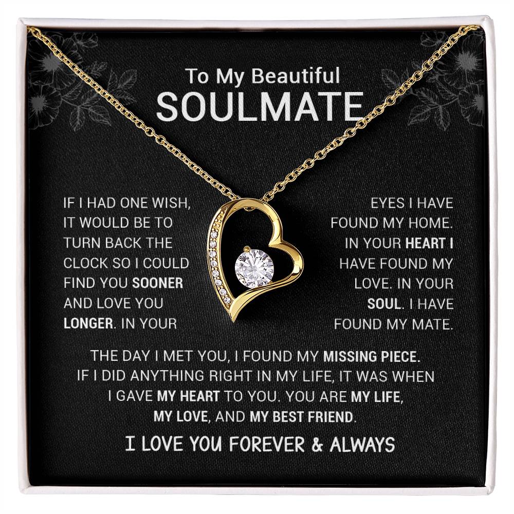 To My Beautiful Soulmate I Have Found My Mate Black Version Forever Love Necklace Forever Love Necklace
