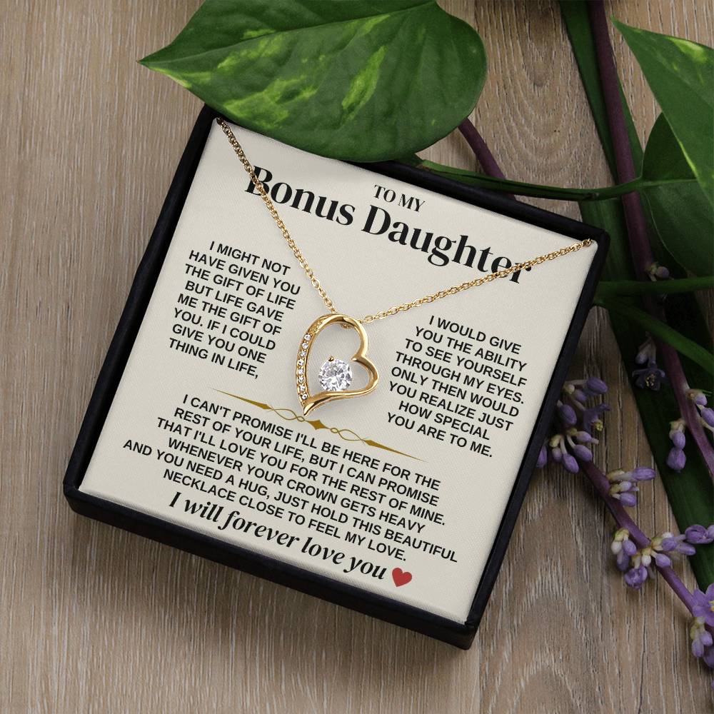 To My Bonus Daughter - Necklace Gift Set - Ss312 Forever Love Necklace