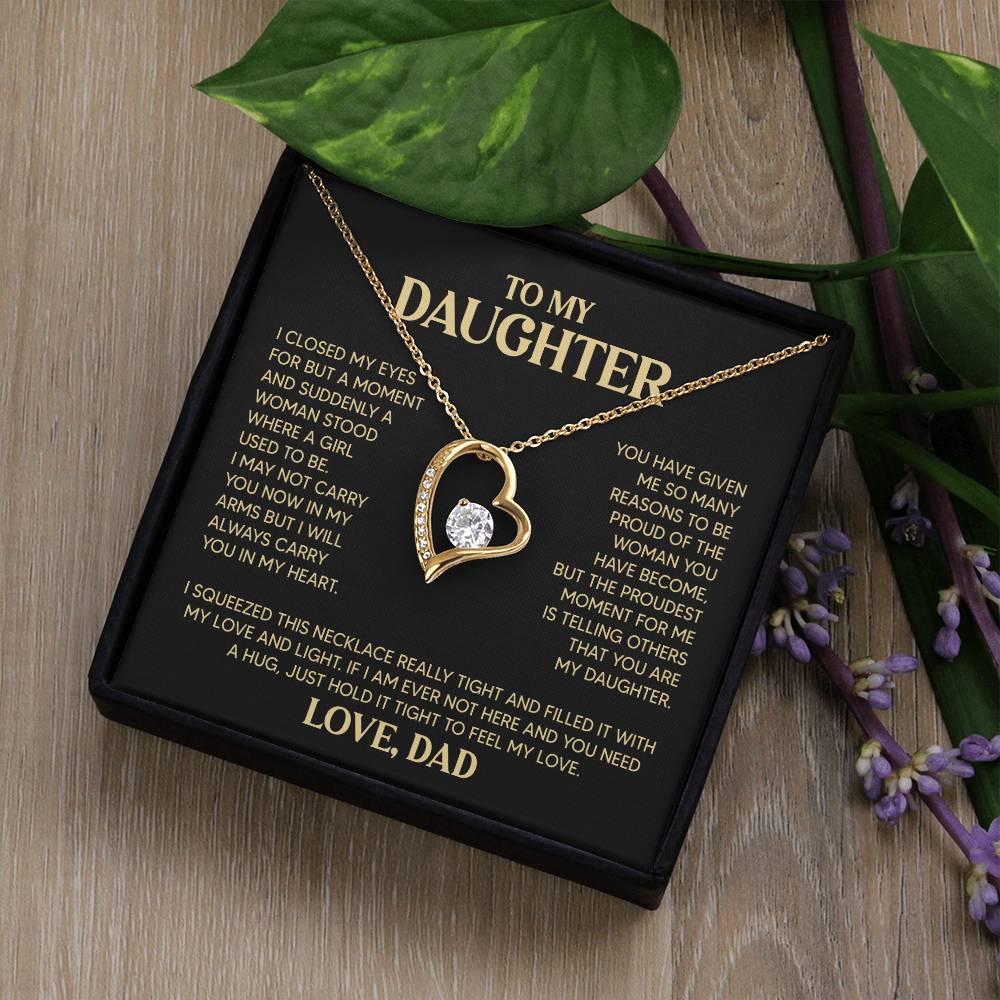 Daughter Heart Necklace Love Dad Forever Love Necklace