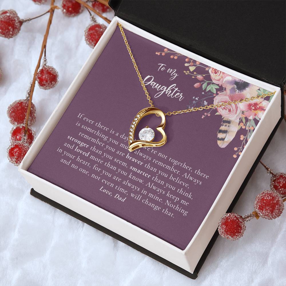 Daughter - Dad - Pruple - Gold Forever Love Necklace