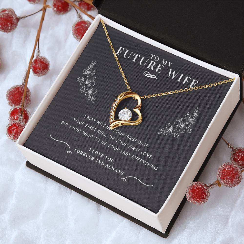 To My Future Wife Heart Necklace Message Card Gift Box Forever Love Necklace