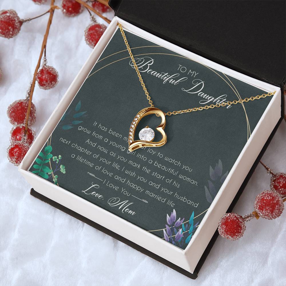 To My Beautiful Daughter Birthday Message Card Gift From Mom Mom To Daughter Gift Mom And Daughter Always Remember Forever Love Necklace