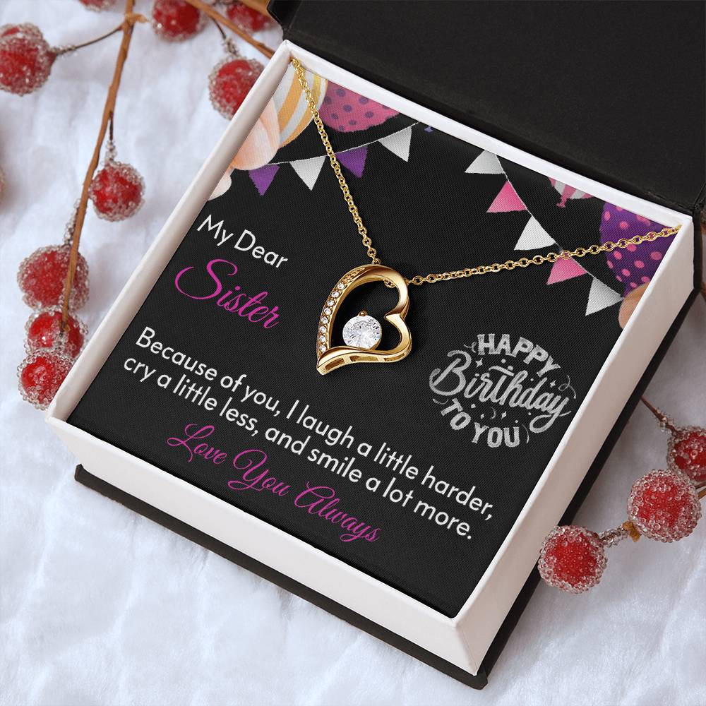My Dear Sister Happy Birthday 925 Sterling Silver Pendant 1 Forever Love Necklace