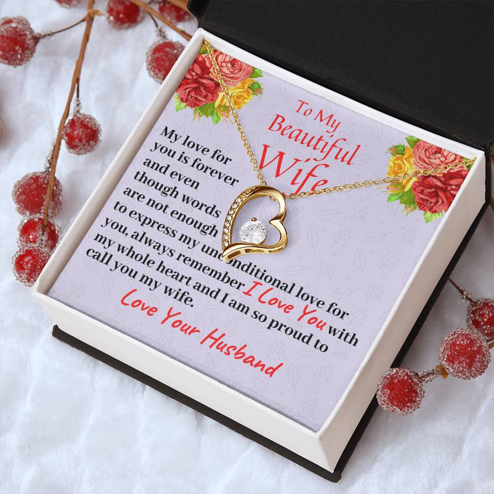 To My Beautiful Wife My Love For You Is Forever Necklace Forever Love Necklace