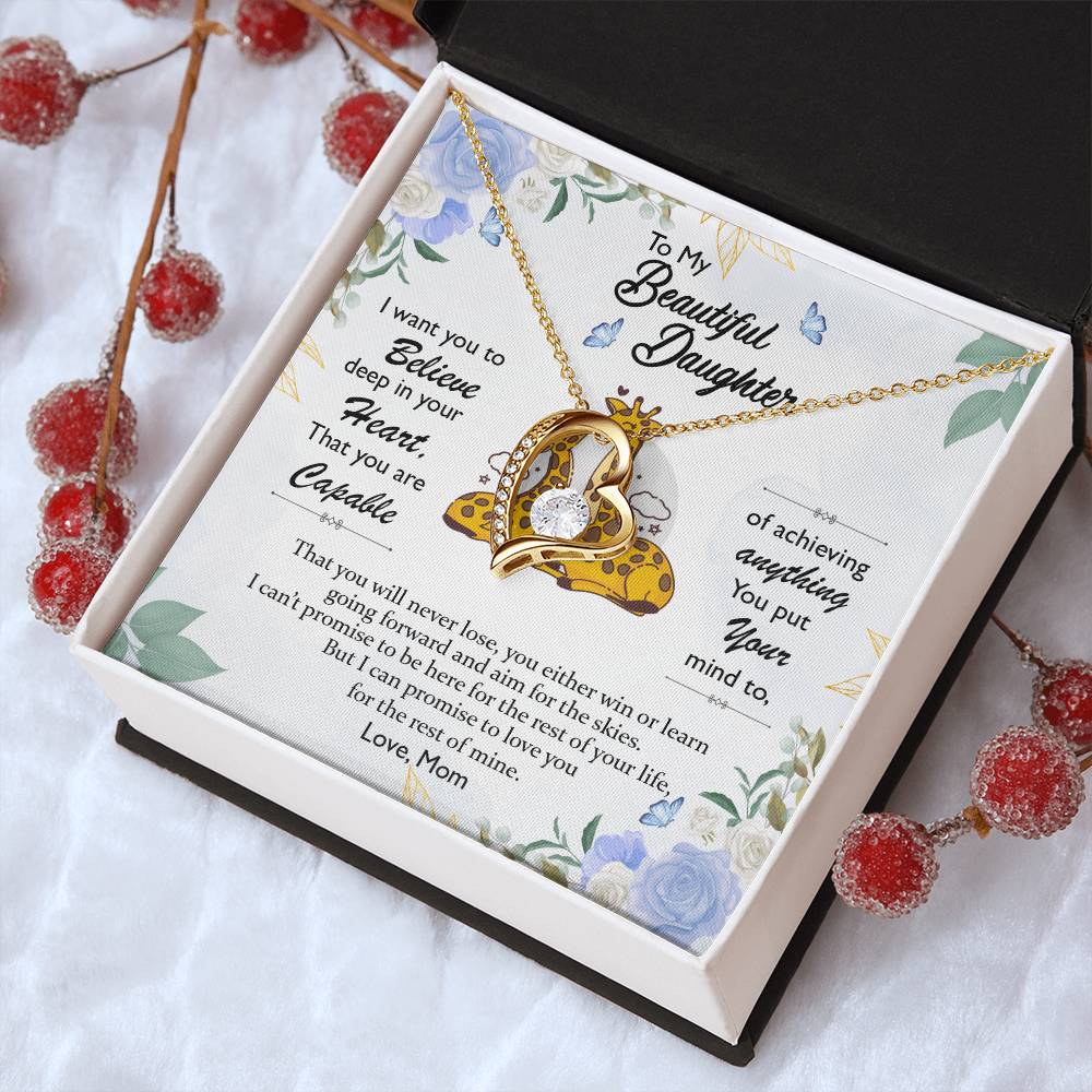 To My Daughter Giraffe Necklace Gift From Mom Birthday Gift For Daughter Sentimental Gift For Teenage Daughter Jewelry For Forever Love Necklace