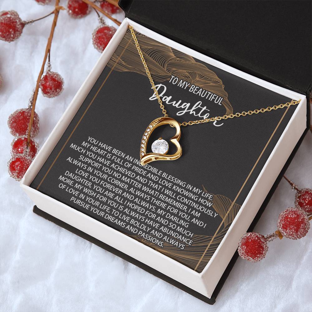 Daughter Necklace Gift Daughter Birthday Necklace To My Beautiful Daughter Forever Love Necklacedaughter Gift From Mom Daughter Forever Love Necklace