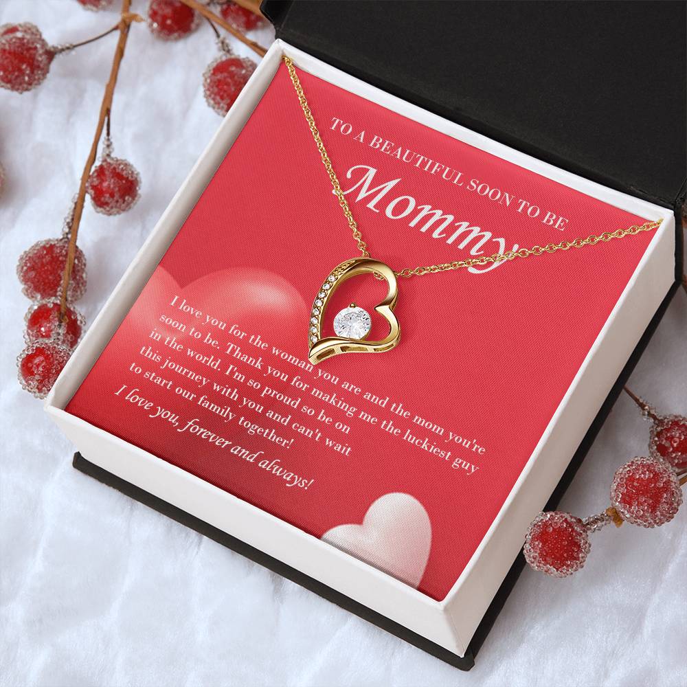 Mom To Be Valentine's Necklace From Baby Bump And Husband First Time Mommy Soon To Be Mother Jewelry Pregnant Valentine's Present Forever Love Necklace