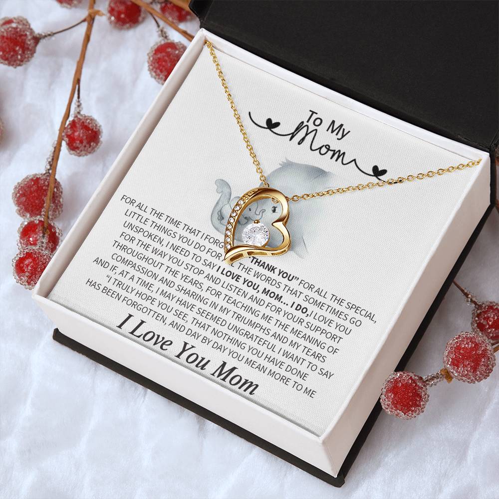 Gift To My Mom Thank You Mom Moms Birthday Valentines Gift To My Mother Mom Necklace To My Mom Necklace To My Mom Mom Birthday Forever Love Necklace