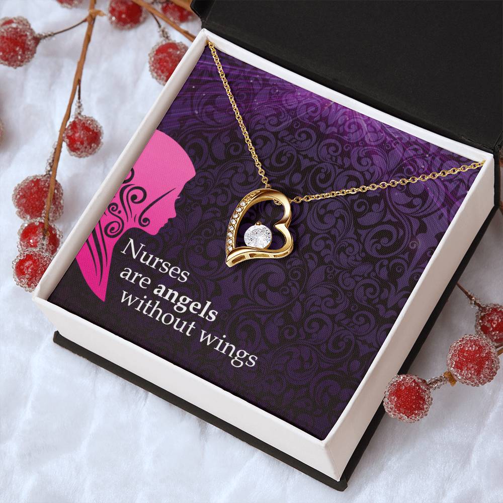 Nurse Appreciation Gift Necklace Nurse Graduation Nurse Week Jewelry Practitioner Retirement Wing Rn Necklace Nurses Are Angels Without Wings Pendent Forever Love Necklace