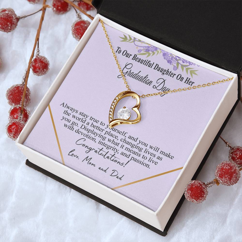 Class Of 2022 Graduation Message Card Necklace For Daughter Forever Love Necklace