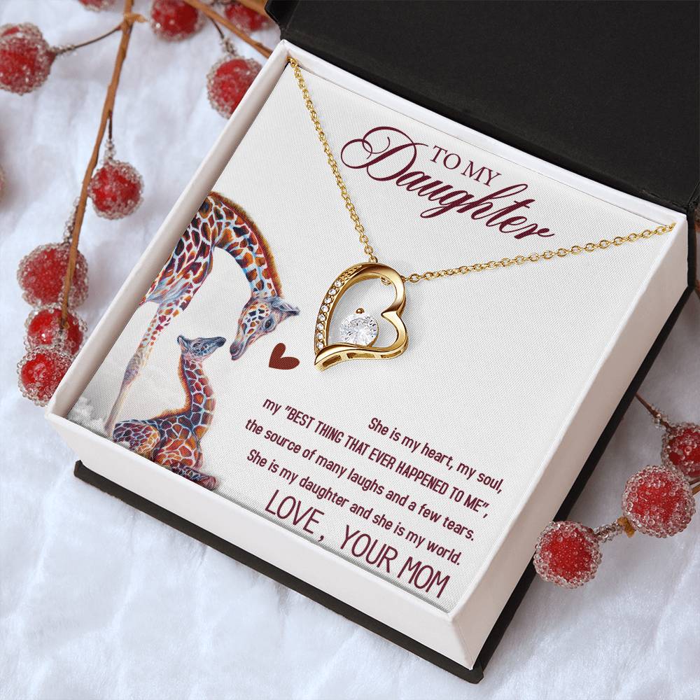 To My Daughter Forever Love Necklace Gifts - Gift For Daughter From Mom - Daughter Gift From Mom Forever Love Necklace