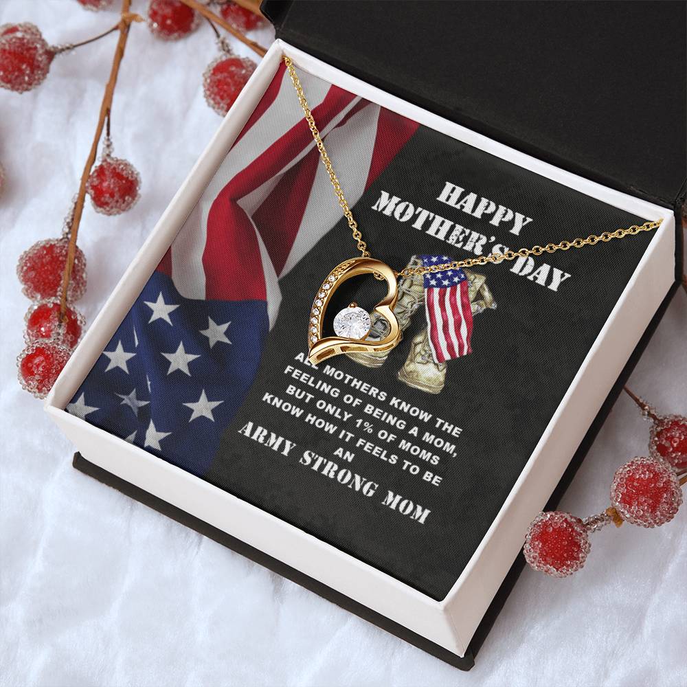 Army Mom Gift Strong Mom Forever Love Necklace