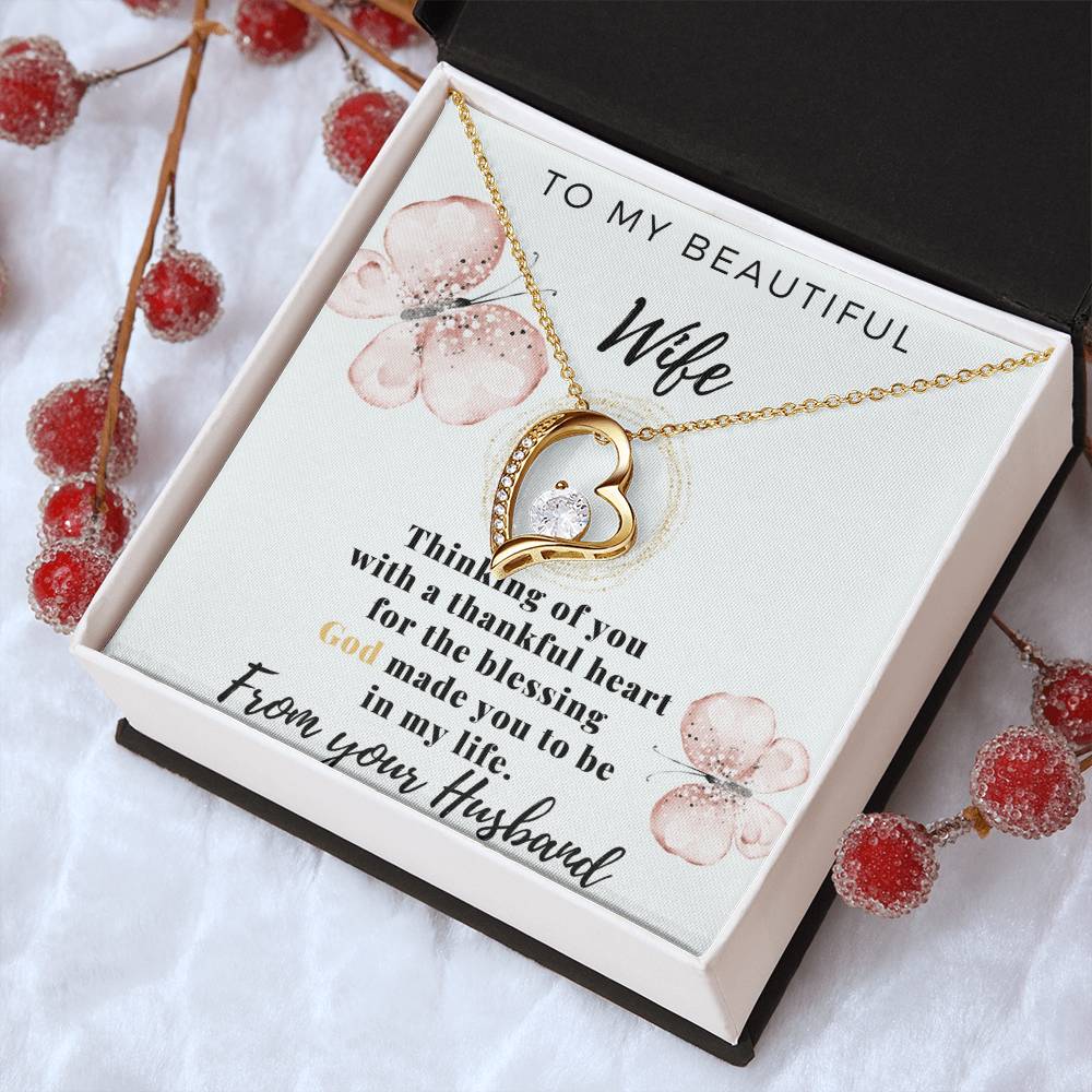 Gift For Wife From Husband - To My Beautiful Wife - Love From Your Husband - To My Beautiful Wife Necklace Forever Love Necklace