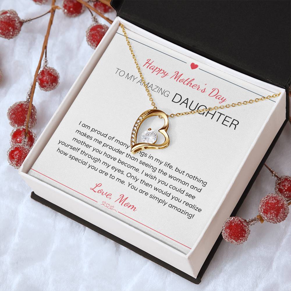 To My Amazing Daughter Necklace Happy Mother's Day Gift For Daughter From Mom Mother's Day Necklace For Daughter Amazing Daughter Necklace From Dad Forever Love Necklace