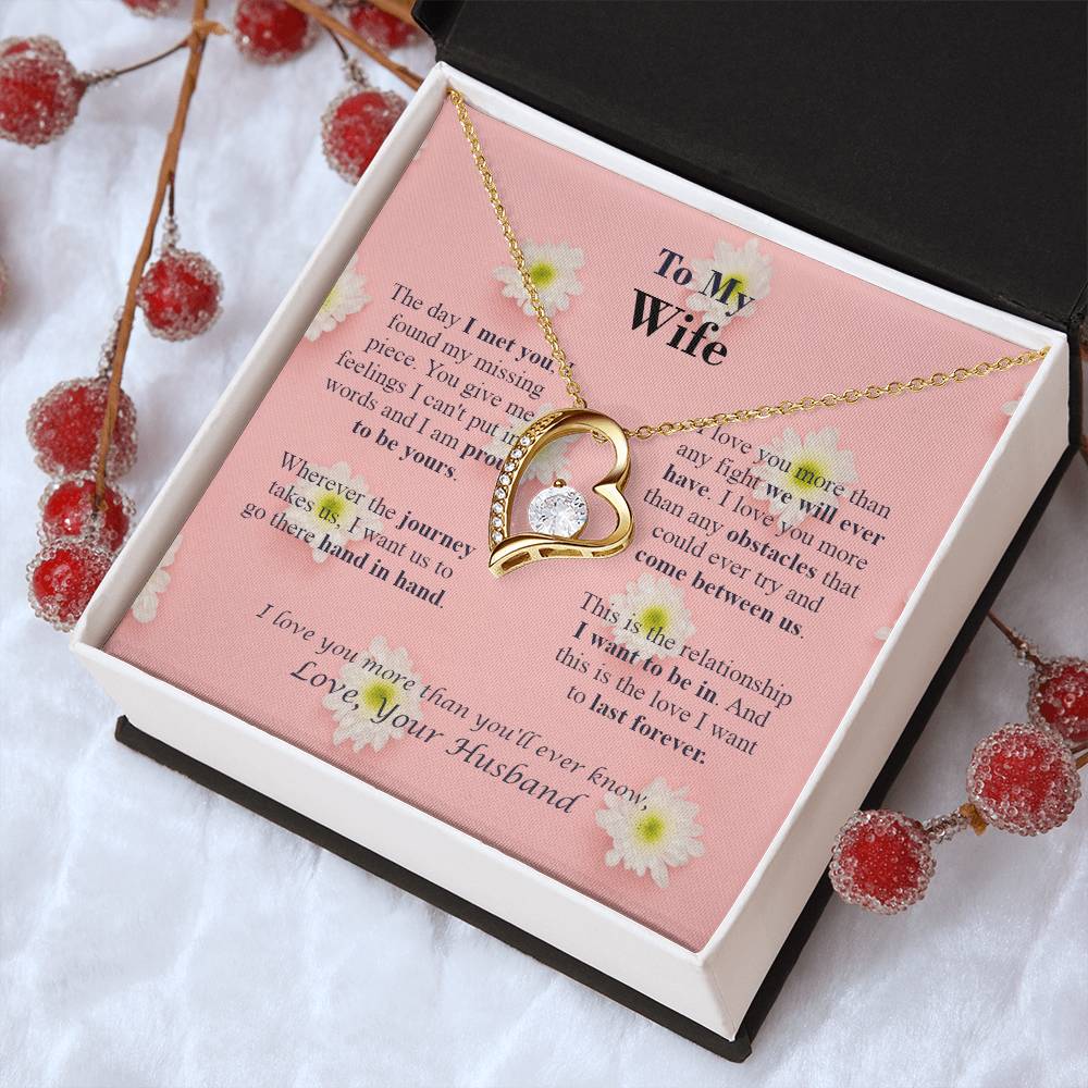 To M Y Wife - Forever Necklace - Love Your Husband - Pink Daisy Forever Love Necklace