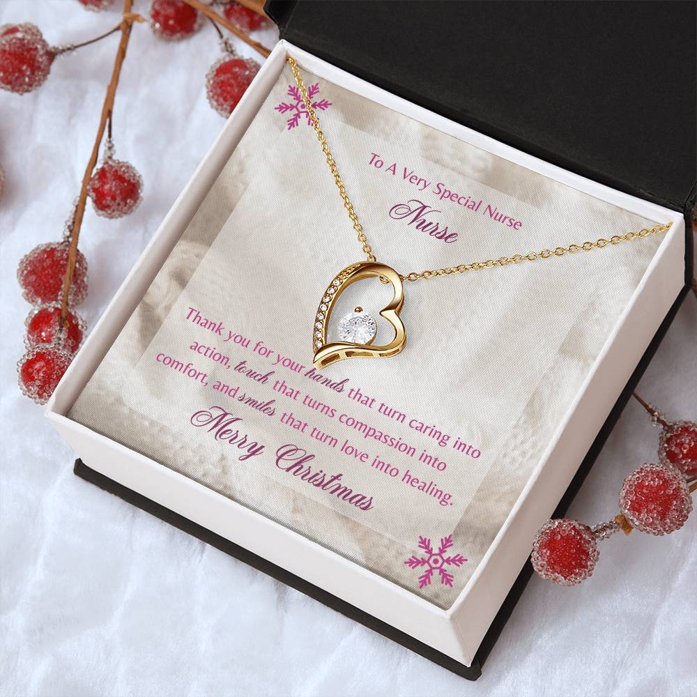 Merry Christmas To A Special Nurse 14K Gold Necklace Forever Love Necklace