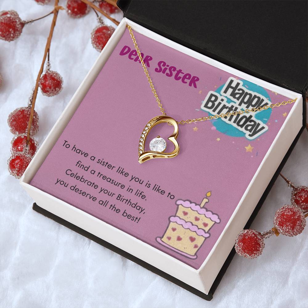 Dear Sister Happy Birthday 925 Sterling Silver Pendant 1 Forever Love Necklace