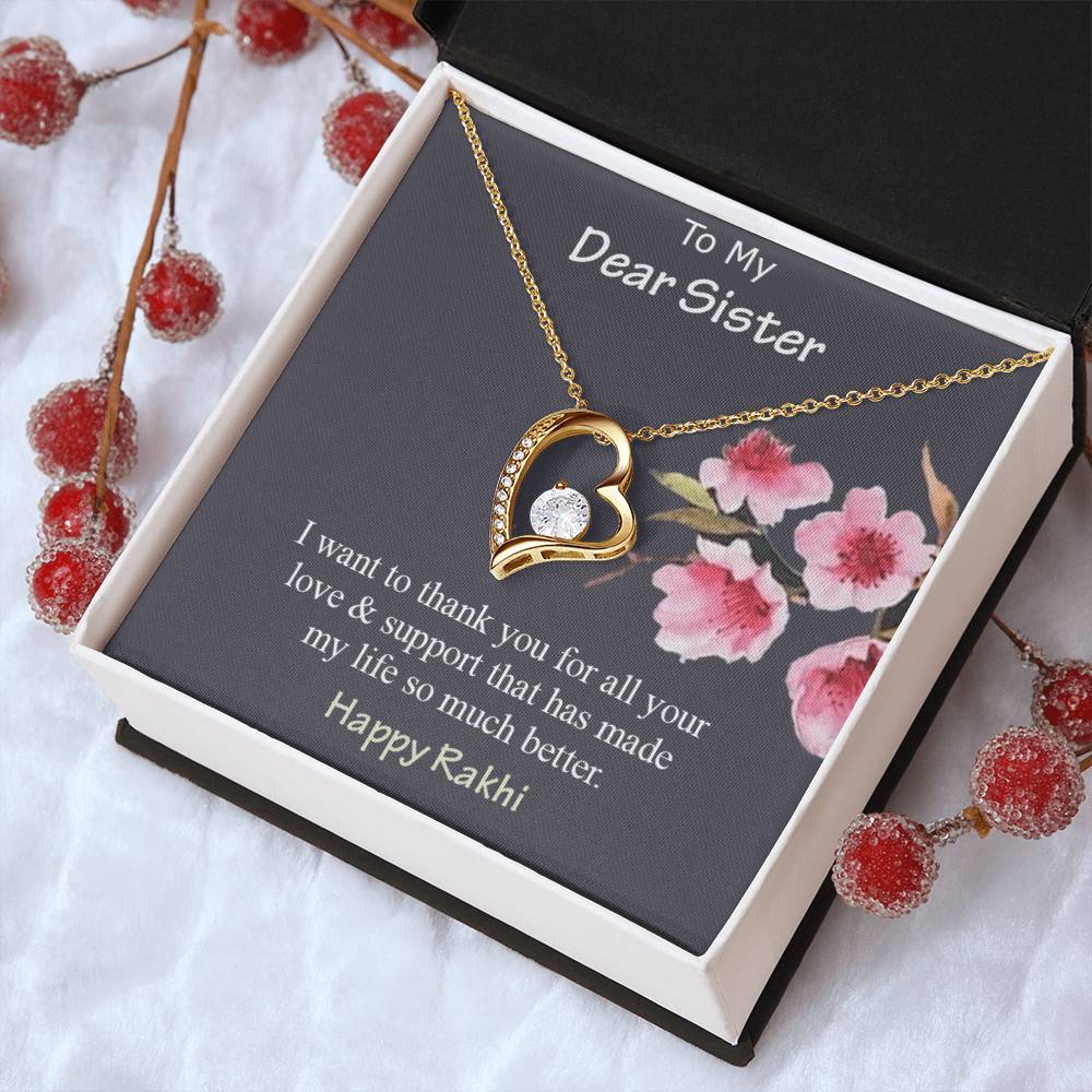 To My Dear Sister Happy Rakhi 925 Sterling Silver Pendant 1 Forever Love Necklace