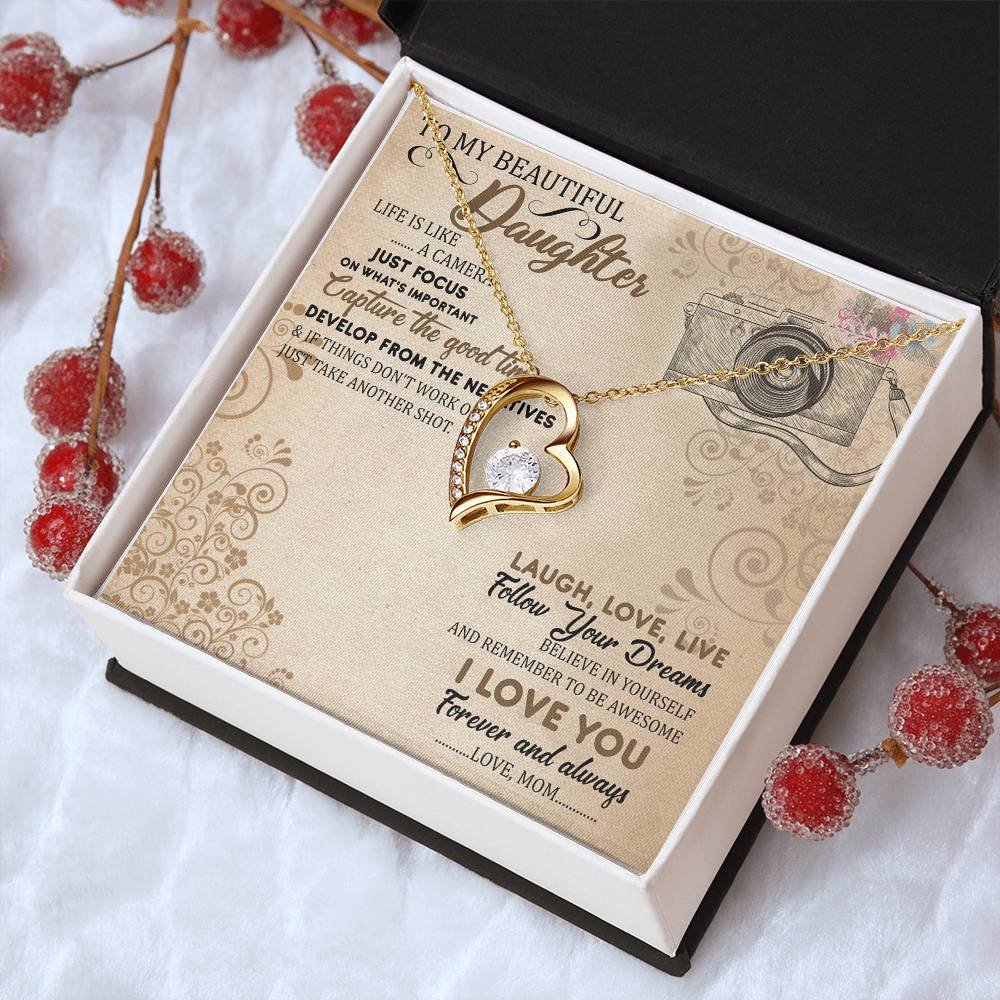 To My Beautiful Daughter Straighten Your Crown Necklace Mom Daughter Necklace Daughter Birthday Gift Daughter Graduation Forever Love Necklace