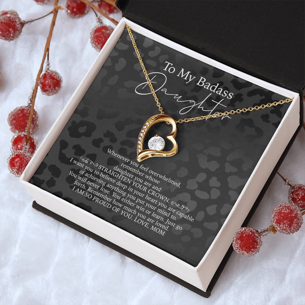 To My Badass Daughter Necklace From Mom 21St Birthday Daughter Gift - Daughter Gift Necklace Daughter Birthday Gift Gift For Daughter Daughter Forever Love Necklace