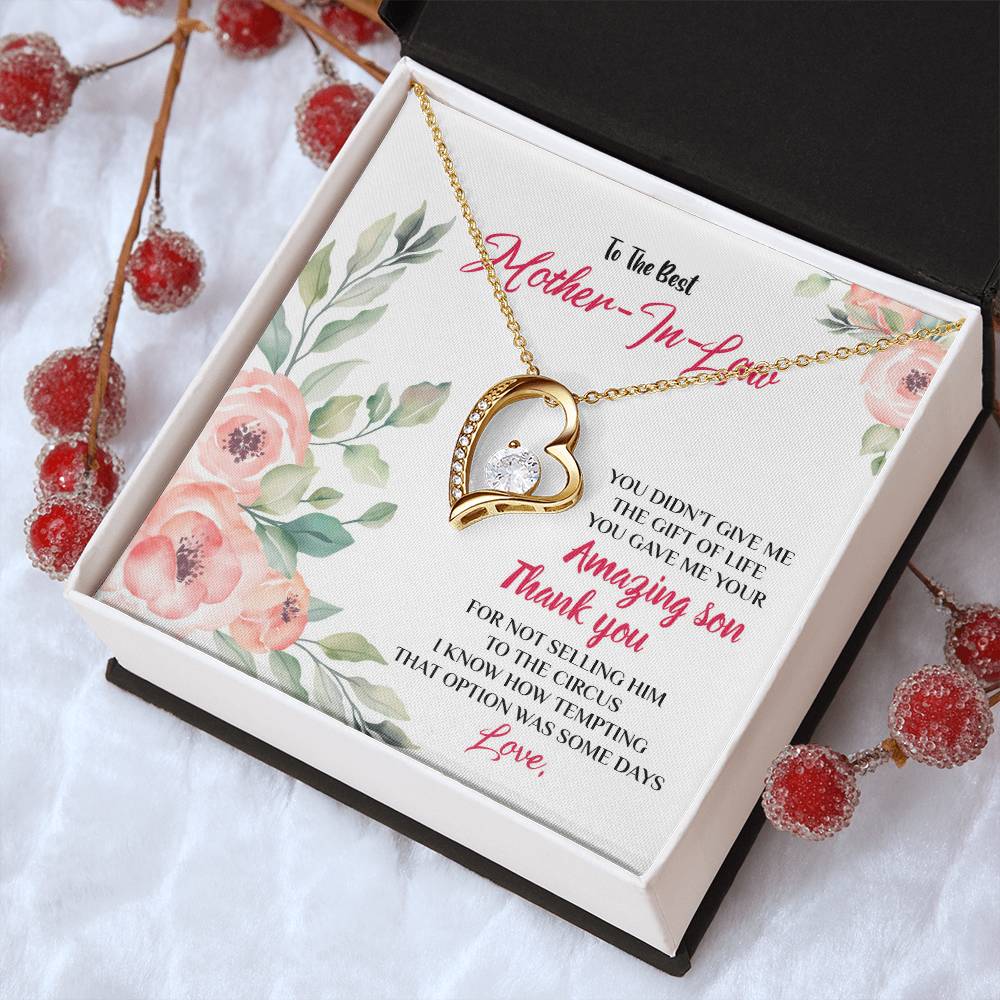 Happy Mother's Day Gift Best Mother In Law Forever Love Necklace