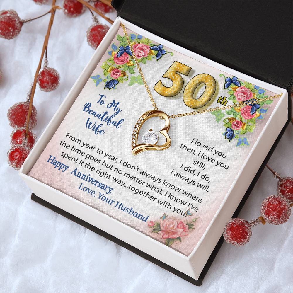 50Th Anniversary Gift Heart Necklace For Wife Forever Love Necklace
