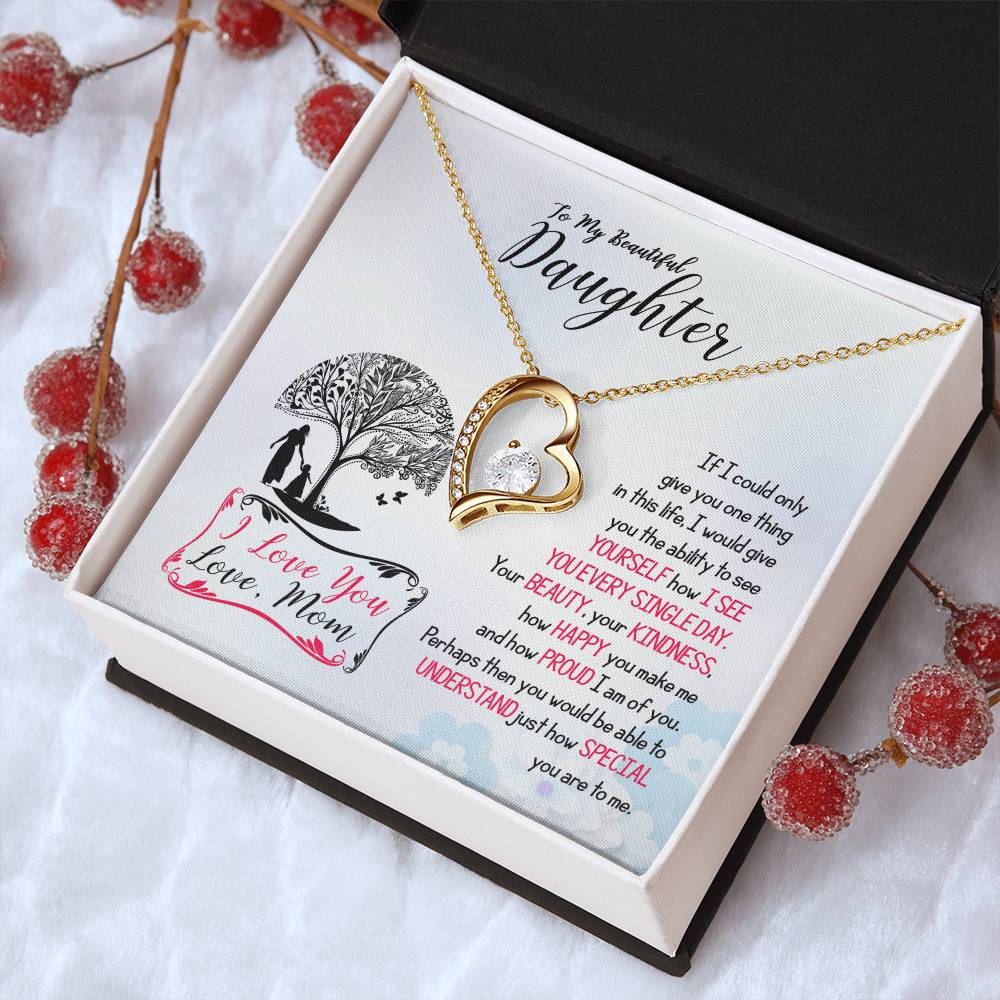 To My Beautiful Daughter I Love You Forever Love Necklace