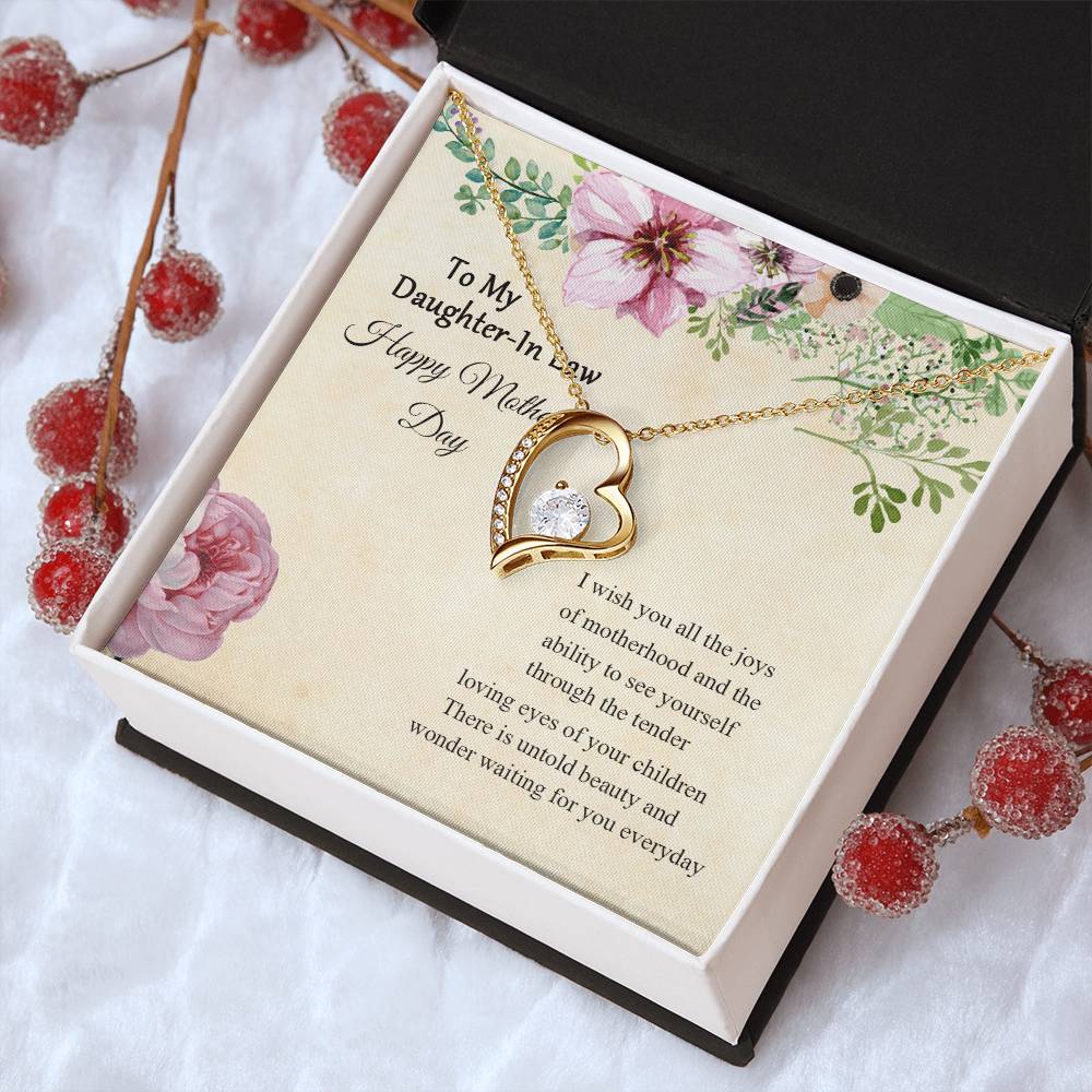 To My Daughter In Law Mother's Day Gift For Daughterinlaw New Mom Necklace Daughter Gift For Happy Mother's Day Forever Love Necklace