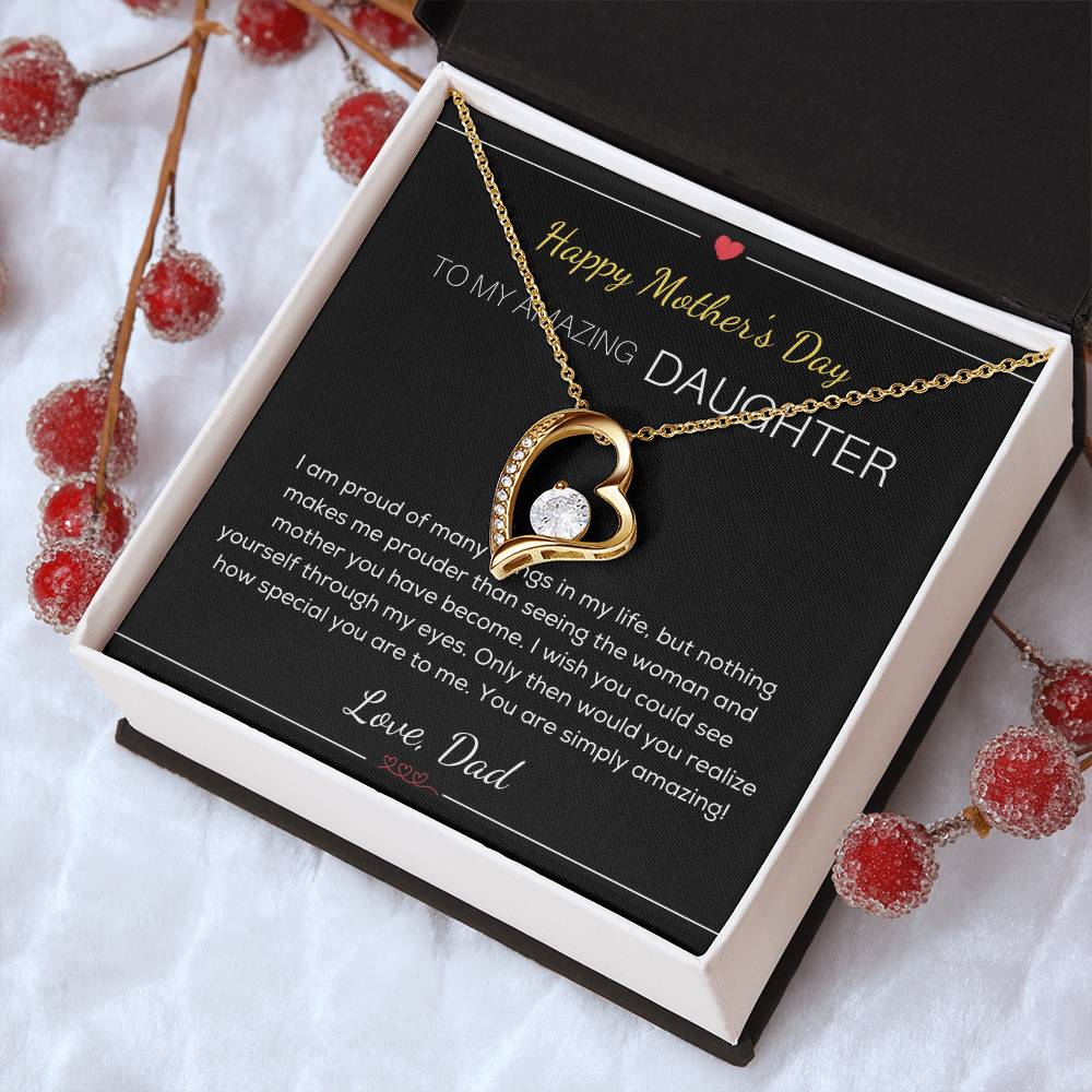 To My Amazing Daughter Necklace Happy Mother's Day Gift For Daughter From Dad Mother's Day Dad Anniversary Gift Father Daughter Necklace Forever Love Necklace